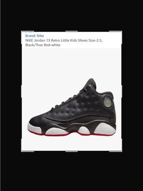 Nike Kids Black White and Red Jordan 13 Retro Sneakers